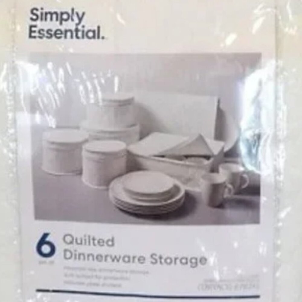 Simply Essential Set of 6 Quilted Dinnerware Storage NIP White